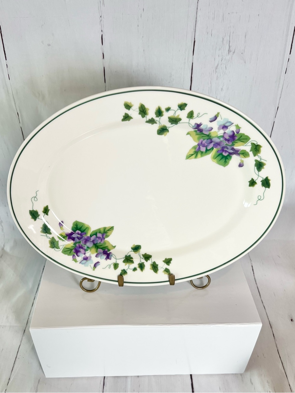 Waverly Sweet Violets Oval Serving Platter 14" Purple Flowers Cottagecore
